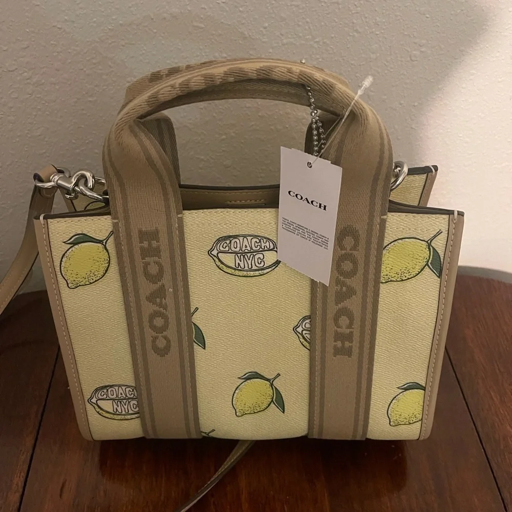 Coach Lemon Print Tan Satchel